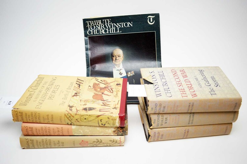 Two sets of books by Churchill, including The Second World War