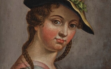 Unbekannt - Bildnis einer jungen Frau mit Strohhut