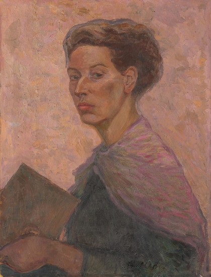 Unrecognized author, Portrait of the artist with a palette
