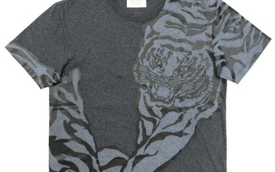 Valentino Tiger Print Short Sleeve T-shirt Men's Gray L Cut and Sew