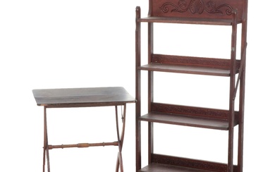 Victorian Mahogany Finish Folding Bookcase with Folding Table