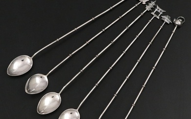 Vintage Chinese Style Sterling Silver Cocktail Spoons
