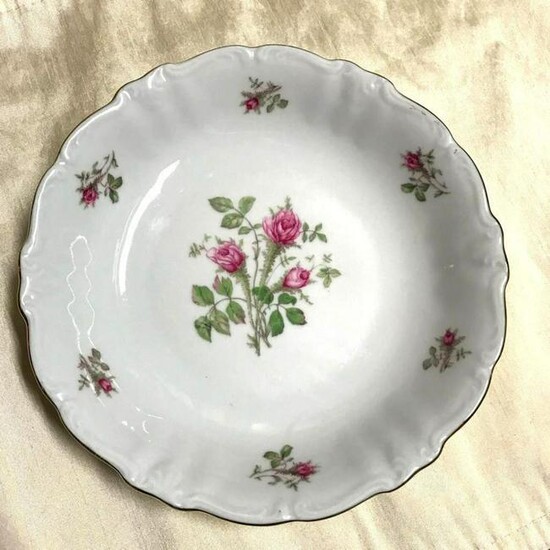 Vintage German Porcelain Rose Serving Bowl