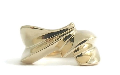 Vintage Retro Twisted Statement Ring in 14K Yellow Gold, Size 7, 9.58 Grams