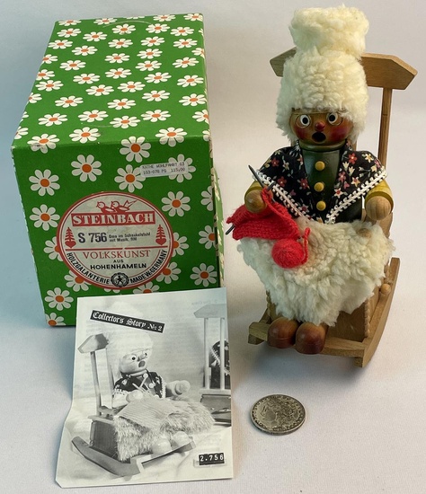 Vintage Steinbach S 756 Oma (Grandma) Rocking Musical Wooden Smoker In Original Box