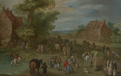 WORKSHOP OF JAN BREUGHEL II (ANTWERP 1601-1678) A village scen...