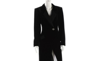 Yves Saint laurent, Overcoat dress in black silk velvet.