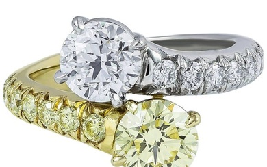 Yellow and White Diamond Two-Stone Engagement Ring