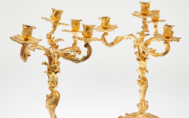pair of candelabras/candlesticks, in rococo style, Louis XV, around 1760, France (2).