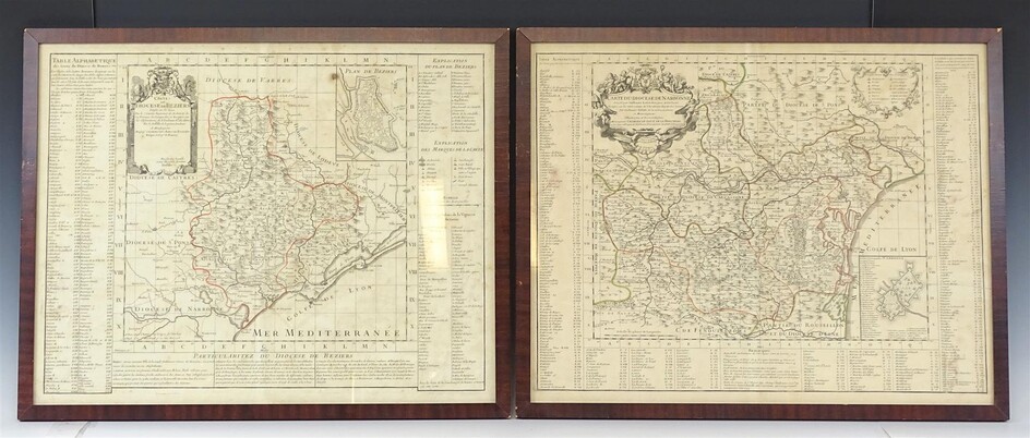 (-), stel 18e eeuwse ingelijste kaarten Diocese de...