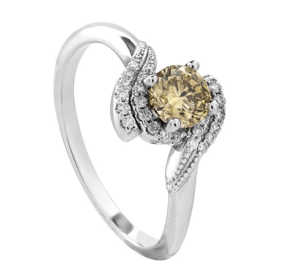 0.74 tcw VS1 Diamond Ring - 14 kt. White gold - Ring - 0.61 ct Diamond - 0.13 ct Diamonds
