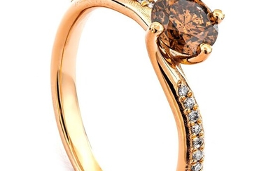 0.89 tcw Diamond Ring - 14 kt. Pink gold - Ring - 0.78 ct Diamond - 0.11 ct Diamonds - No Reserve Price