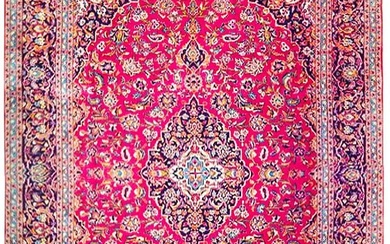 10 x 13 Red Semi Antique Persian Kashan Rug