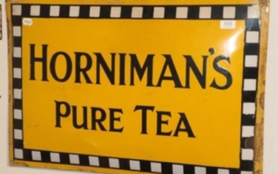 ^ A single sided enamel advertising sign, Hornimans Pure Tea,...