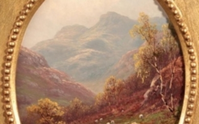 William Mellor (1851-1931) ''Langdale Pikes'' Signed, oil on panel, 17cm...