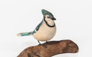 Miniature Carved and Painted Blue Jay Figure