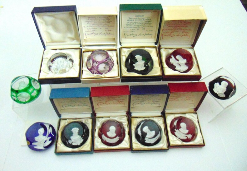 11 Baccarat and D Albret paperweights