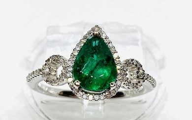 14 kt. Gold - Ring Emerald - Diamond