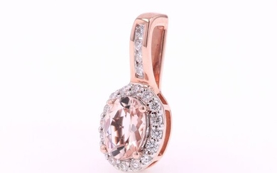 14 kt. Pink gold - Pendant, Pendant without Chain - 0.66 ct Morganite - Diamond