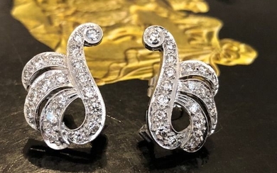 14 kt. White gold - Earrings - 1.33 ct Diamond