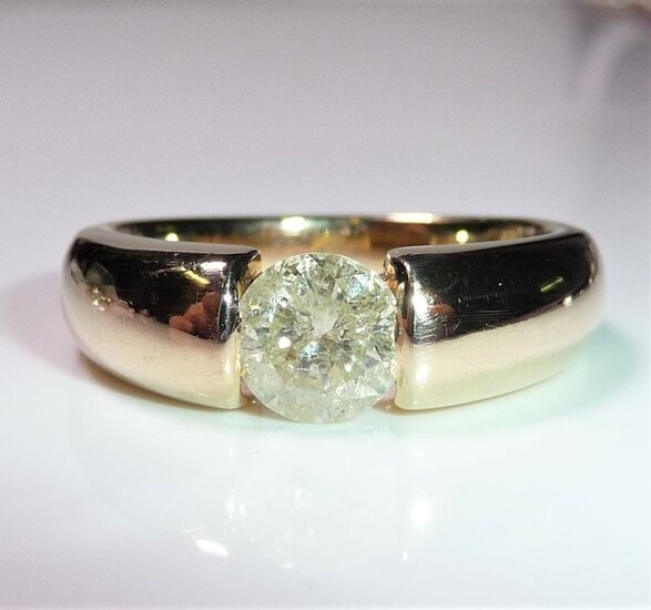 14 kt. Yellow gold - Ring - 1.00 ct Diamond - Brilliant cut - the carat number is hallmarked with 1.00