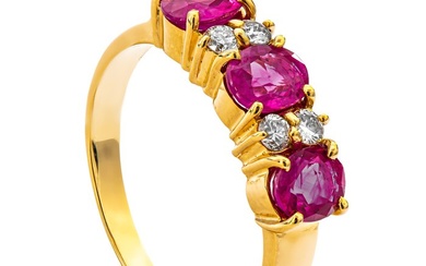 1.41 tcw Ruby Ring Yellow Gold - Ring Rubies - 0.13 ct Diamonds - No Reserve Price