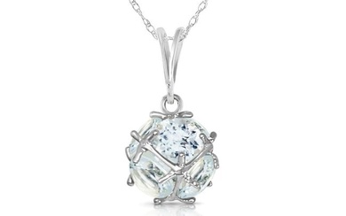14K Solid White Gold Necklace With Natural Aquamarines