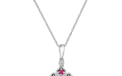 14K White Gold Setting with 0.40ct Ruby and 0.02ct Diamond Pendant