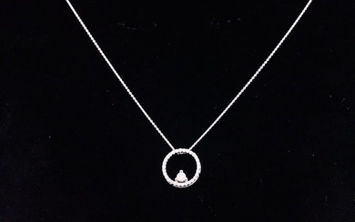14K White Gold and 0.25ctw Diamond 20" Circle Necklace