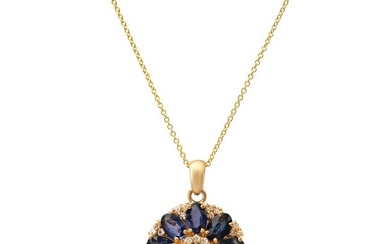 14K Yellow Gold Setting with 5.24ct Sapphire and 0.67ct Diamond Pendant