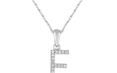 14k White Gold & Diamond Initial Necklace- F