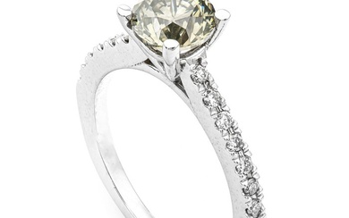 1.57 tcw VS2 Diamond Ring - 14 kt. White gold - Ring - 1.39 ct Diamond - 0.18 ct Diamonds