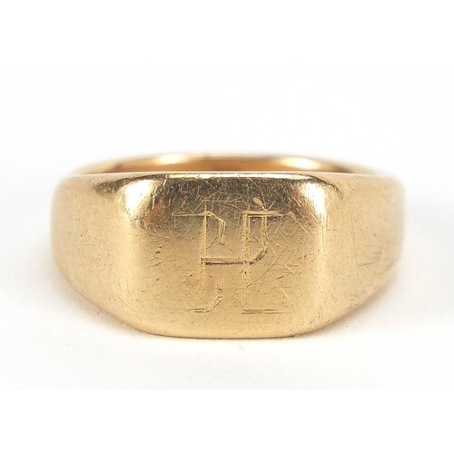 15ct gold signet ring, size K, 12.0g