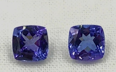 1.71ct Tanzanite Cushion Faceted Pair Gemstones