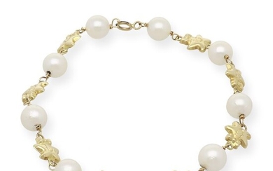 18 kt. Akoya pearls, Yellow gold, 6.80 mm - Bracelet