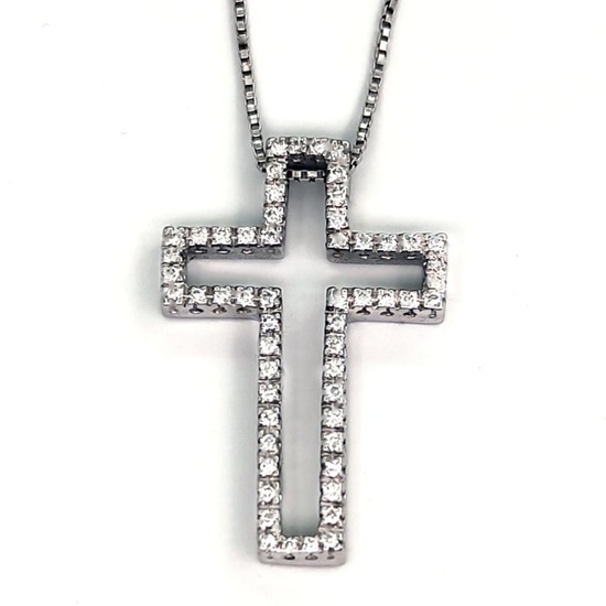 18 kt. White gold - Necklace with pendant - 0.56 ct Diamonds