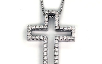 18 kt. White gold - Necklace with pendant - 0.56 ct Diamonds