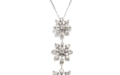 18 kt. White gold - Necklace with pendant - 1.00 ct Diamonds - No Reserved Price
