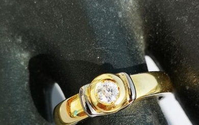 18 kt. White gold, Yellow gold - Ring - 0.25 ct Diamond
