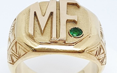 18 kt. Yellow gold - Ring Emerald