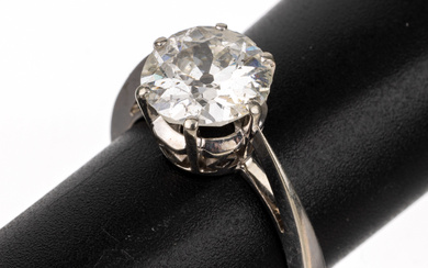 18 kt gold diamond-ring , WG 750/000, singleold cut diamond...
