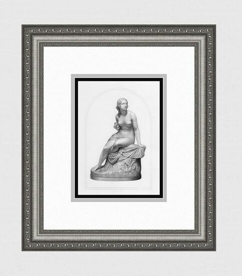 1800s William MARSHALL Engraving "Beautiful Sabrina" Gallery Framed