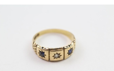 18ct gold antique sapphire & diamond star set ring (3.7g) Si...