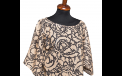 KRIZIA Printed sweater in shades of black and peach...