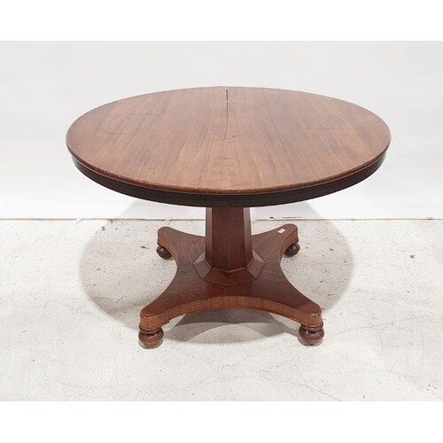 19th century mahogany circular dining table on faceted colum...