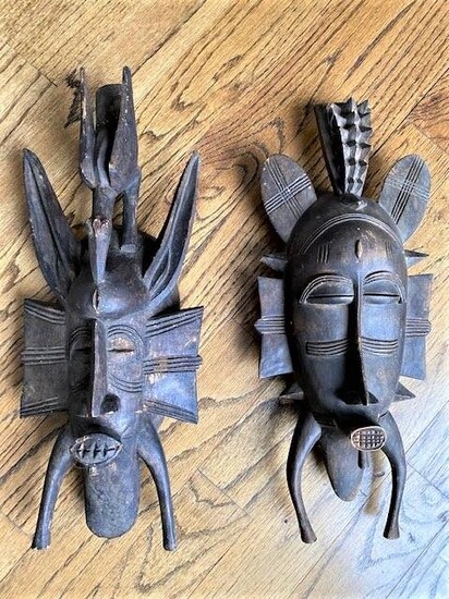 2 African Senufo Tribe Masks