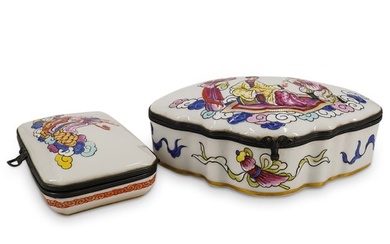 (2 Pc) Vintage French Chinoiserie Porcelain Boxes