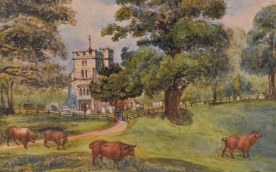 20th Century British School, watercolour, 'Holkham Sheep Shearing', signed and dated indistinctly to