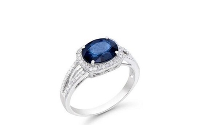 2.32 CTS CERTIFIED DIAMONDS & BLUE SAPPHIRES 14K WHITE
