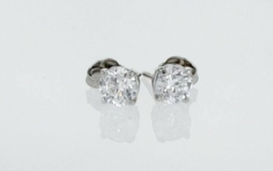 14 kt. White gold - Earrings - 1.20 ct Diamond - Diamond